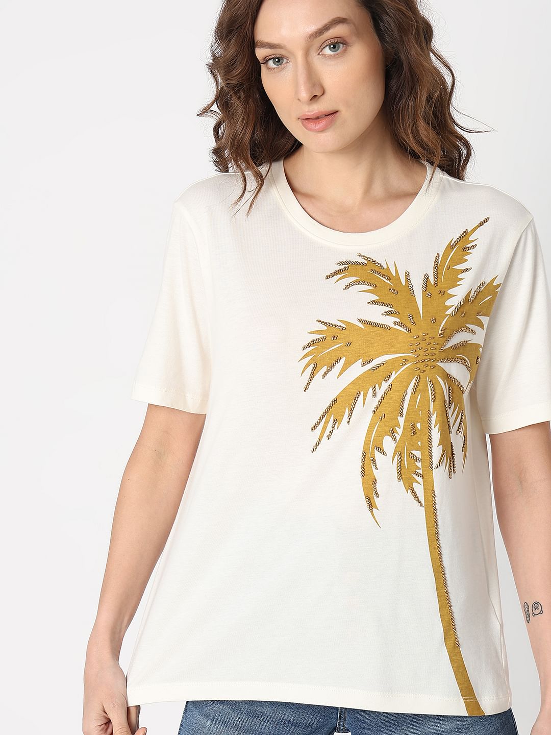 White Palm Print T-Shirt