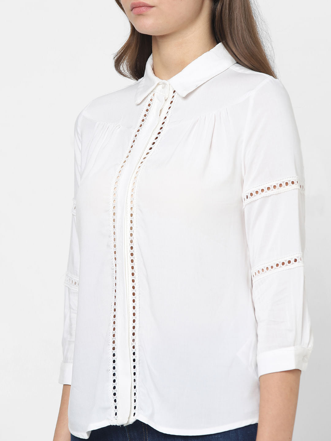 White Lace Insert Shirt