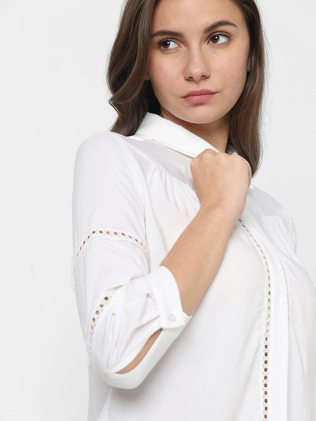 White Lace Insert Shirt