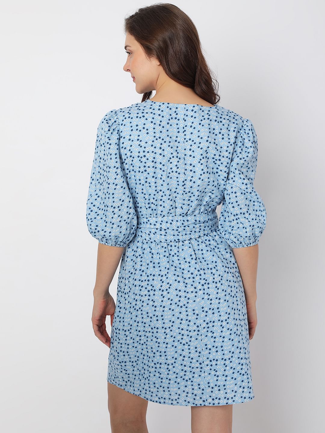 Blue Floral Fit & Flare Dress