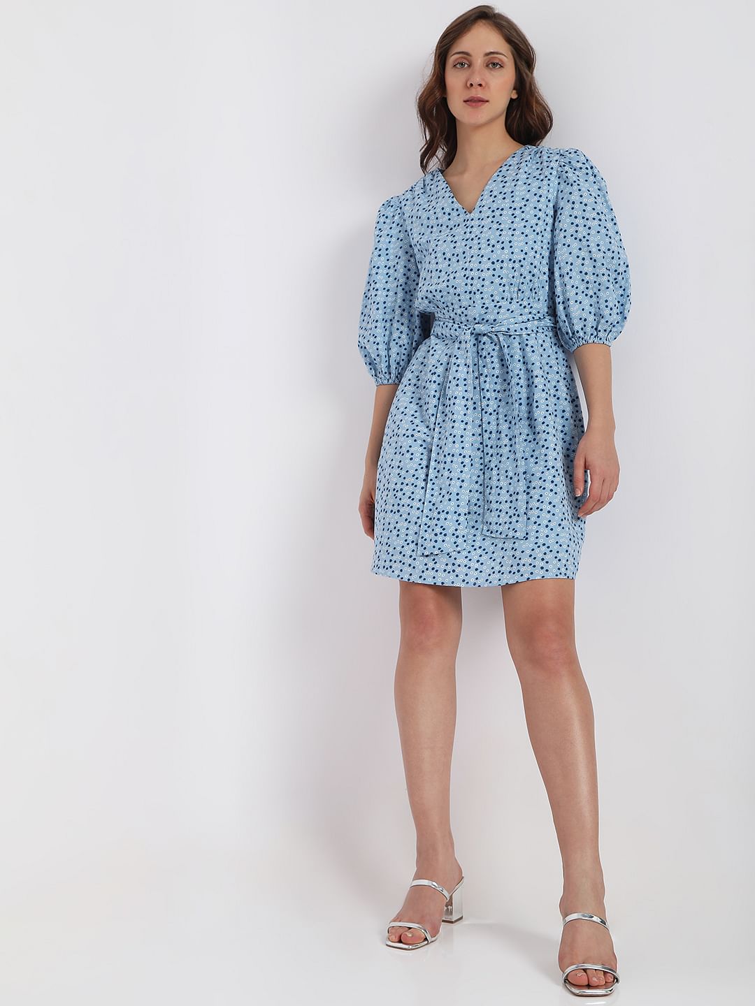 Blue Floral Fit & Flare Dress