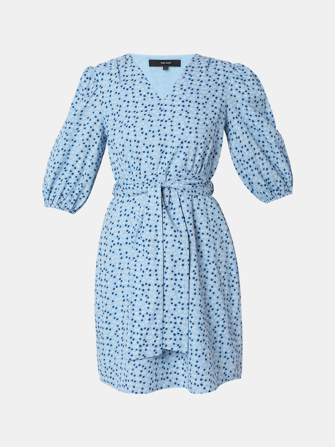 Blue Floral Fit & Flare Dress