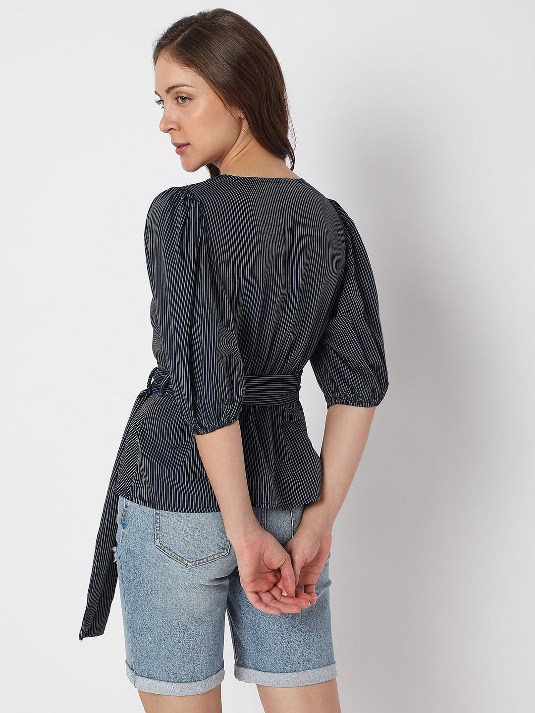 Navy Blue Striped Top