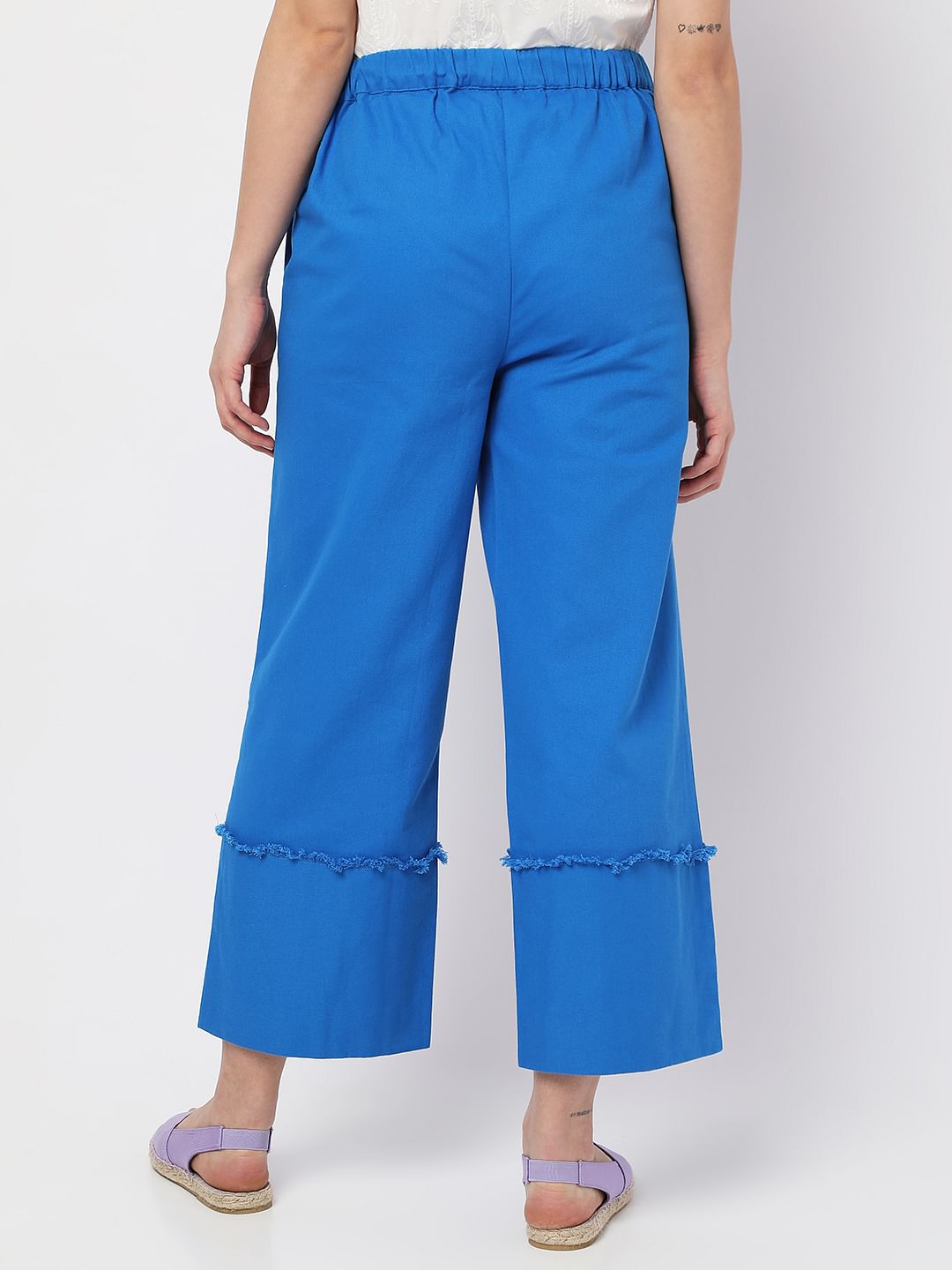 Blue High Rise Flared Pants