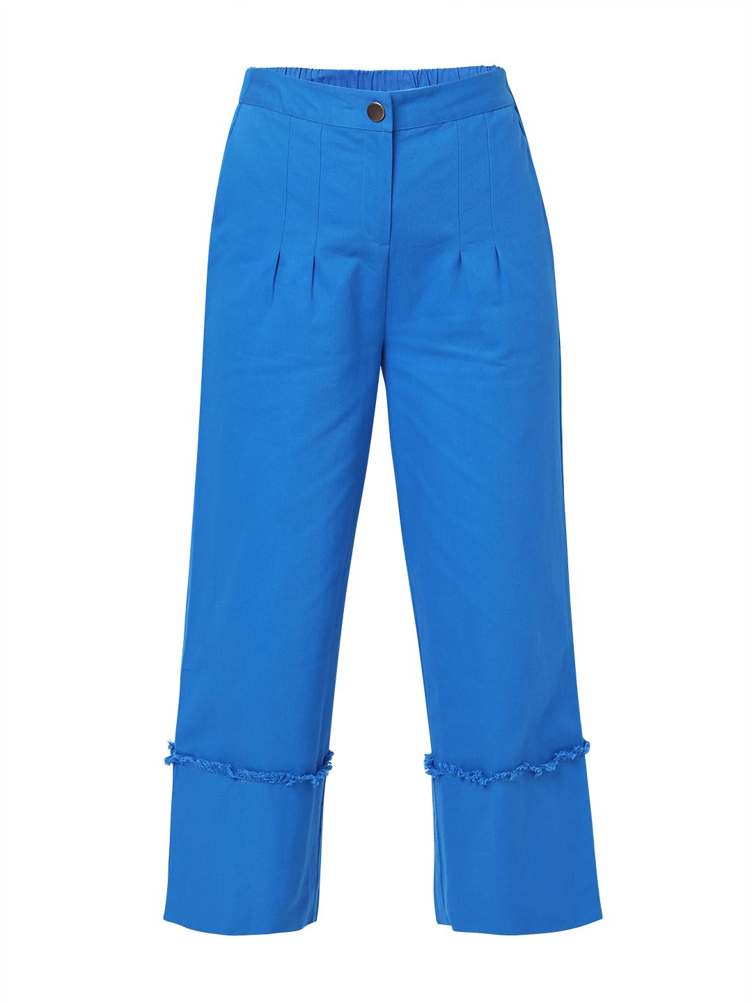 Blue High Rise Flared Pants