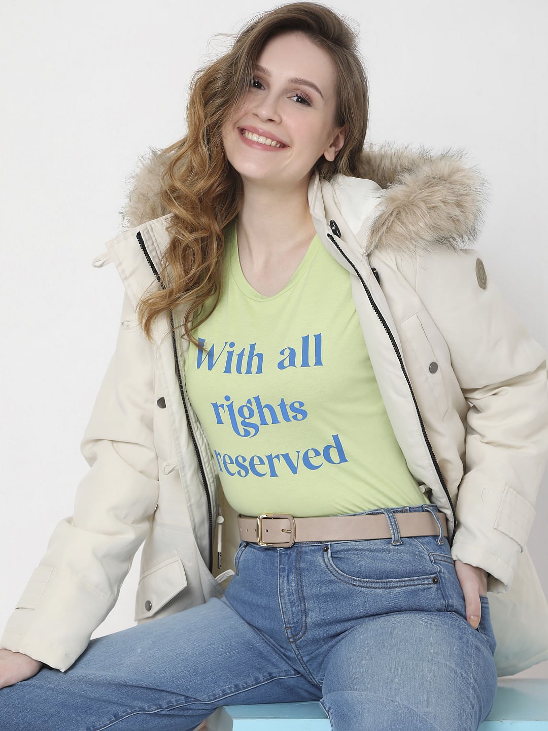 Green Slogan Print T-Shirt