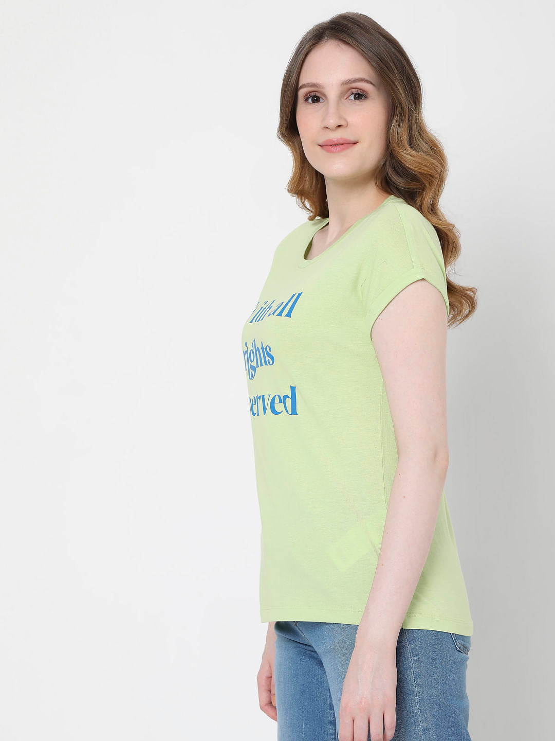 Green Slogan Print T-Shirt