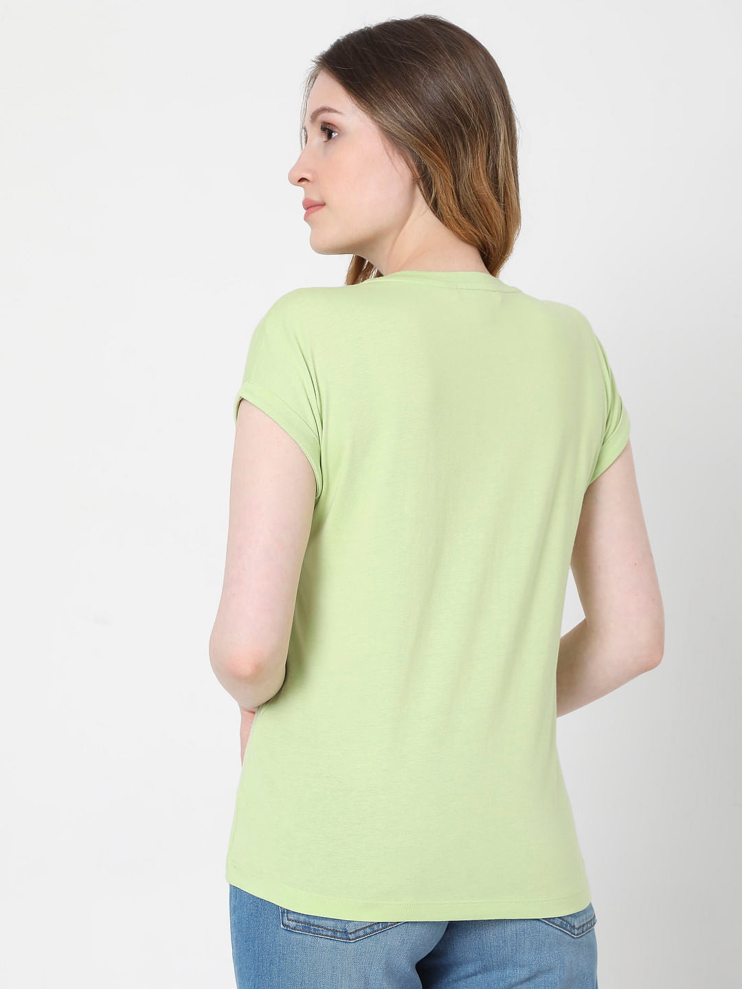 Green Slogan Print T-Shirt
