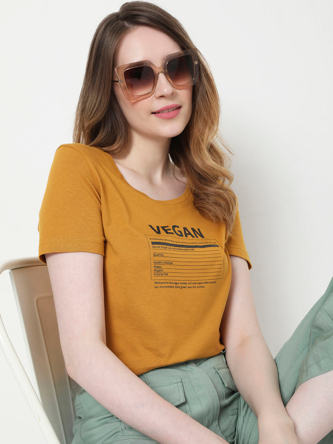Brown Vegan Print T-Shirt