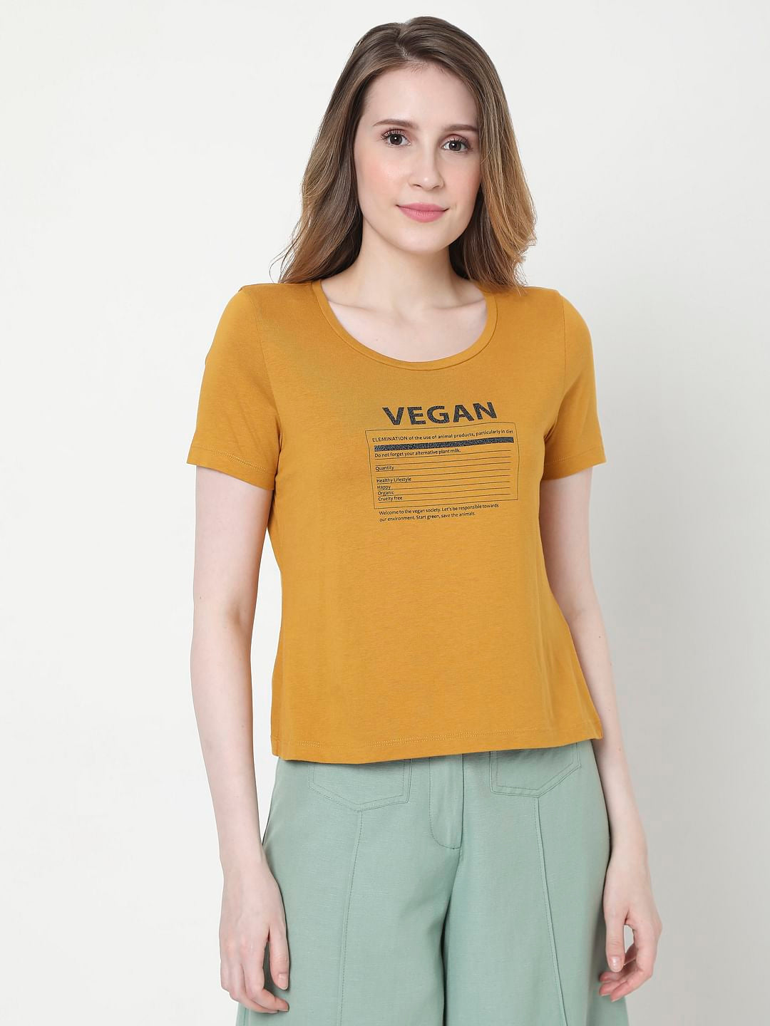 Brown Vegan Print T-Shirt