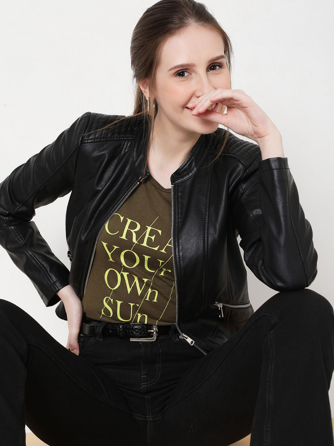 Green Slogan Print T-Shirt