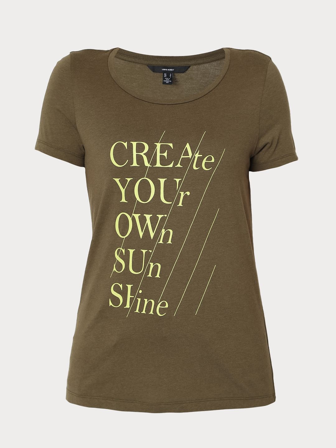 Green Slogan Print T-Shirt