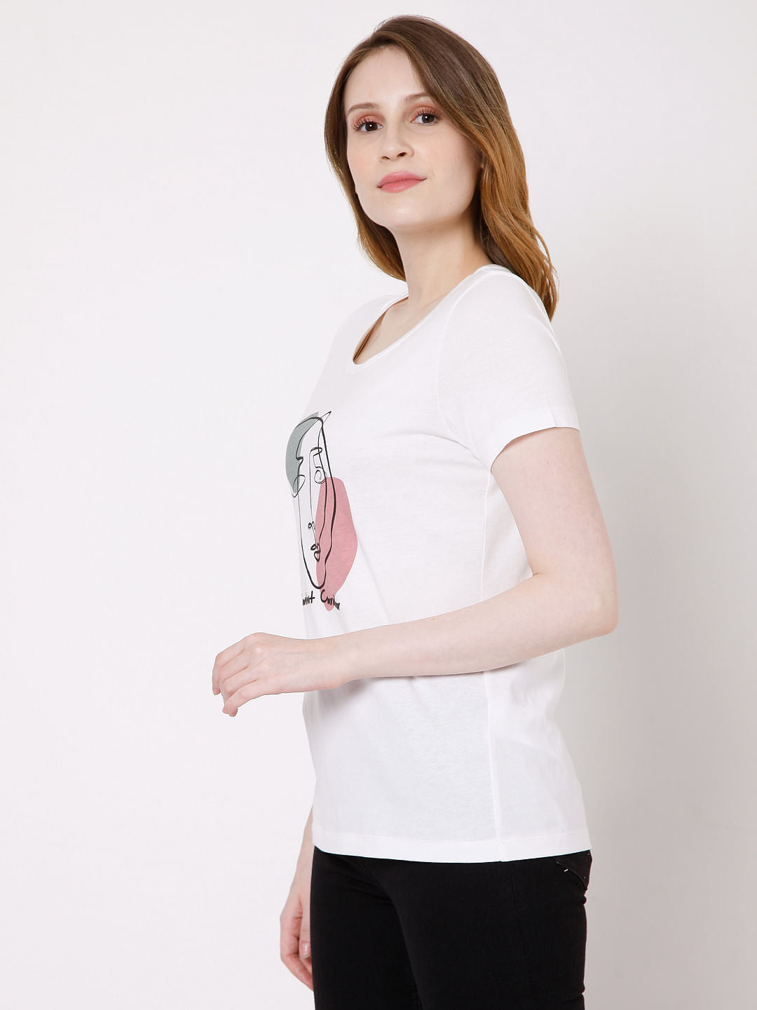 White Graphic Print T-Shirt