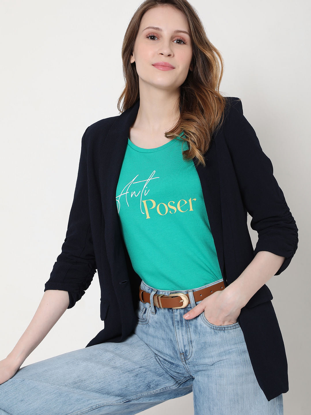 Green Text Print T-Shirt