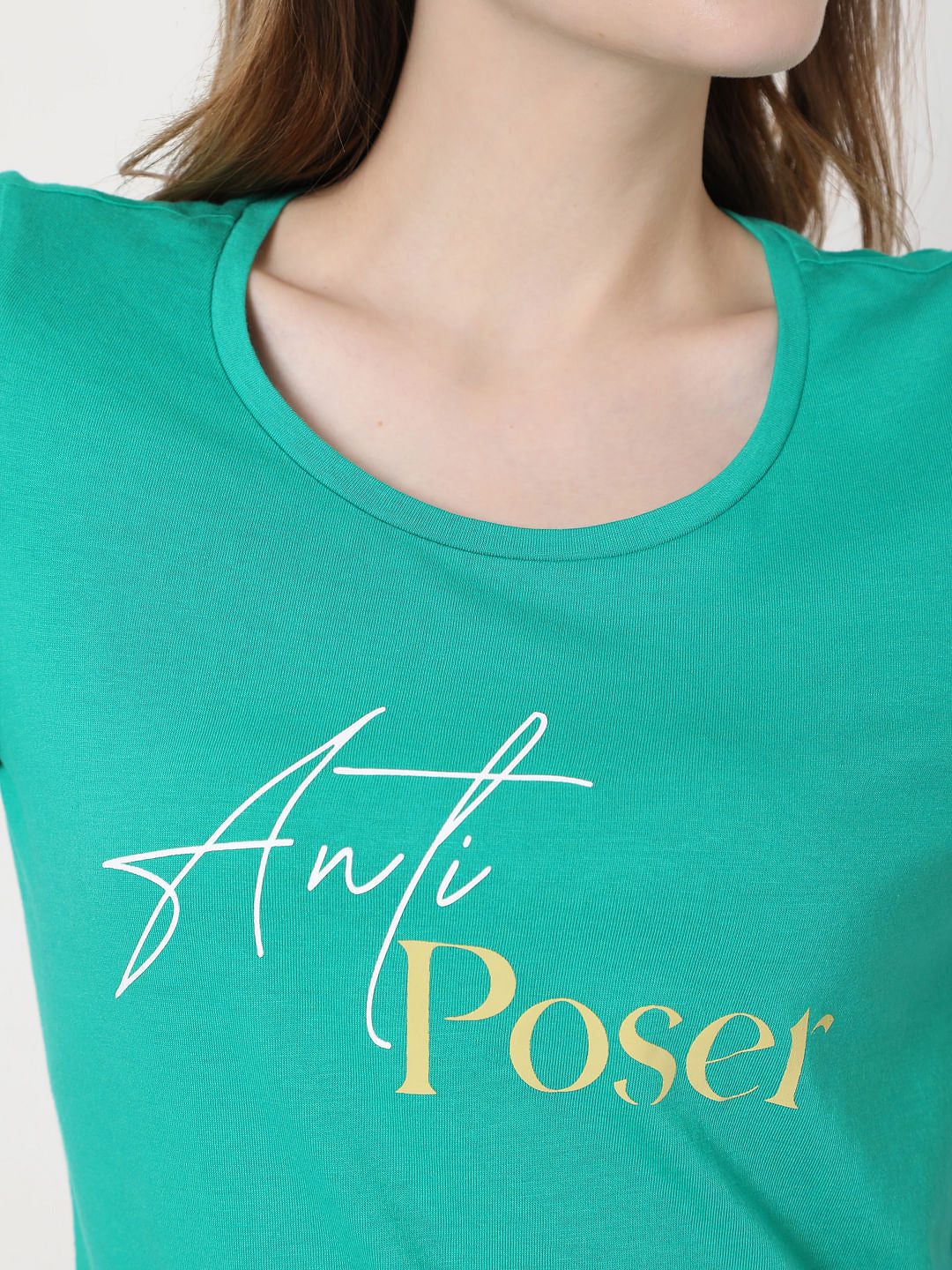 Green Text Print T-Shirt