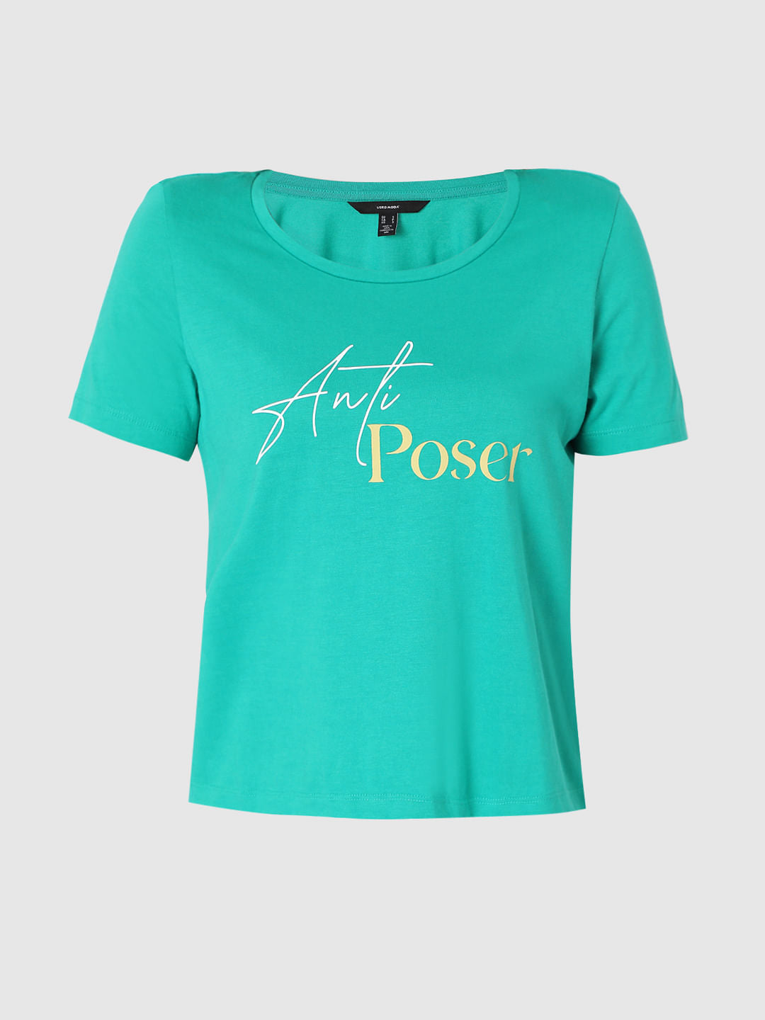 Green Text Print T-Shirt