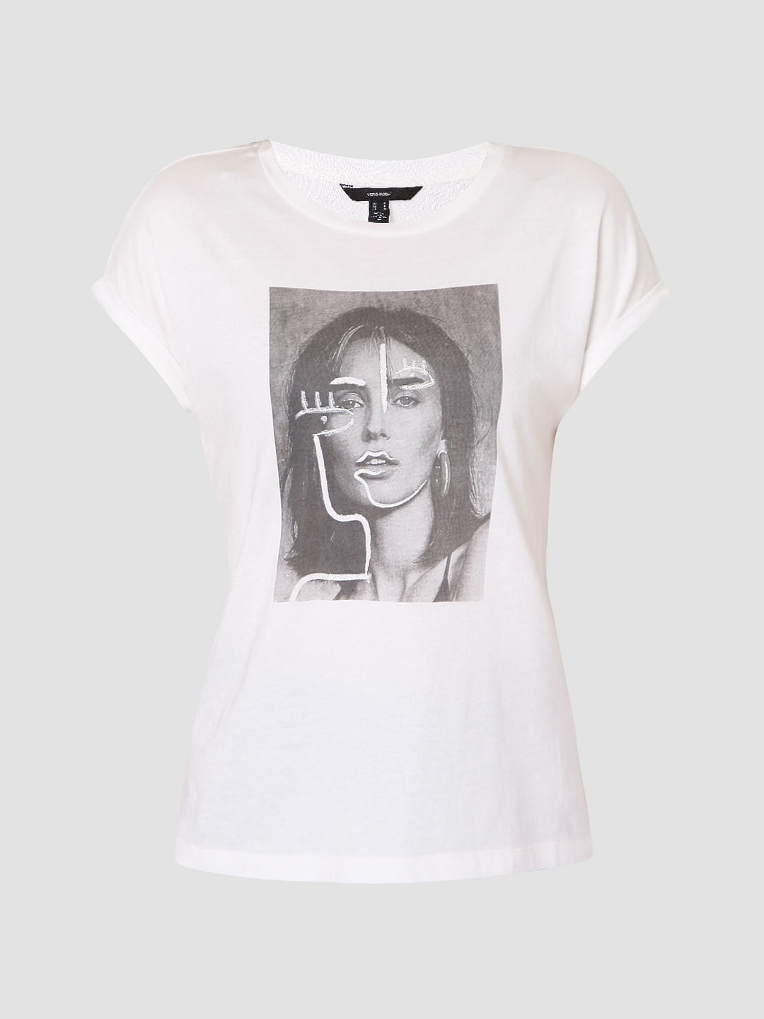 White Graphic Print T-Shirt