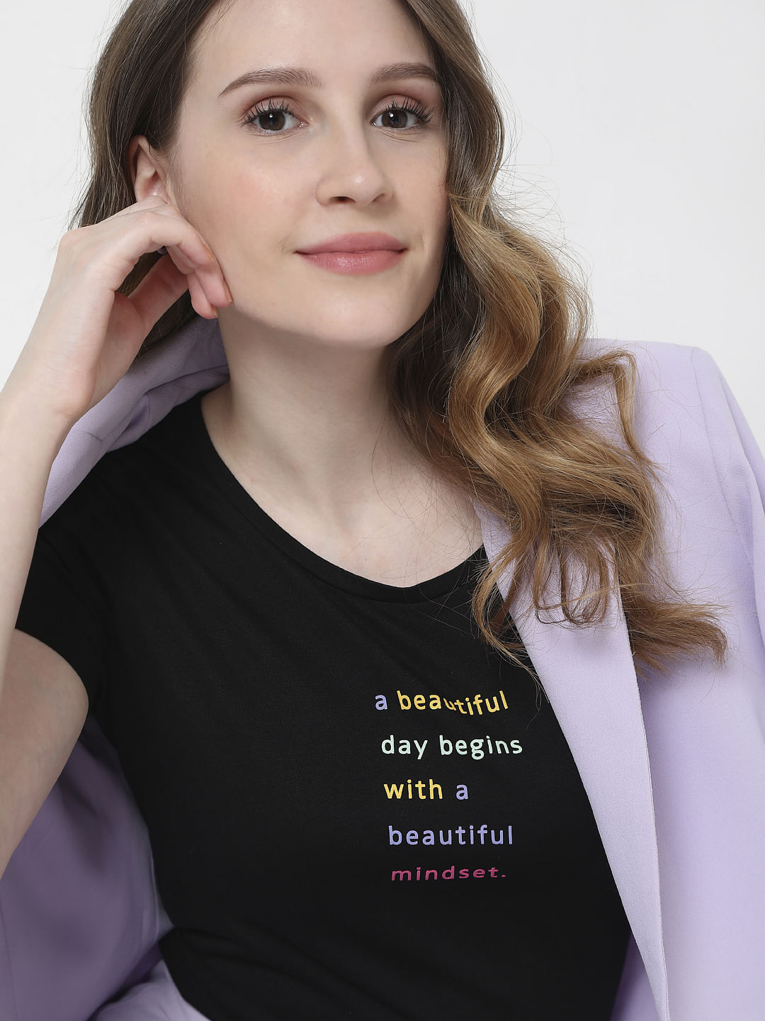 Black Slogan Print Crop T-Shirt