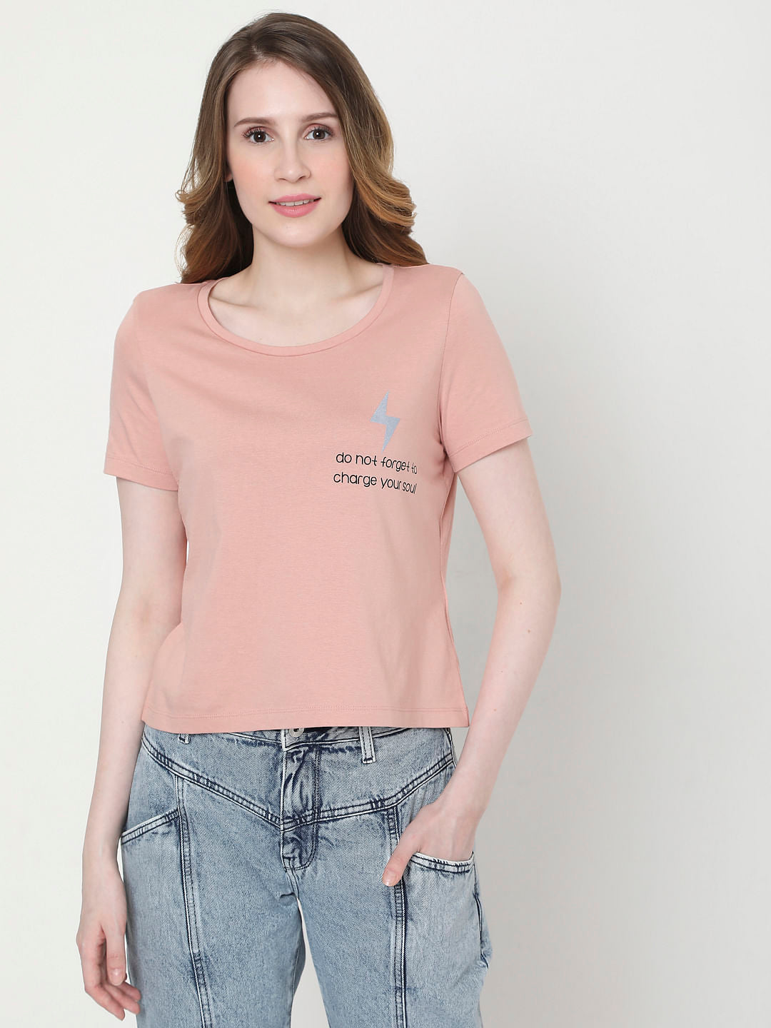 Pink Slogan Print T-Shirt