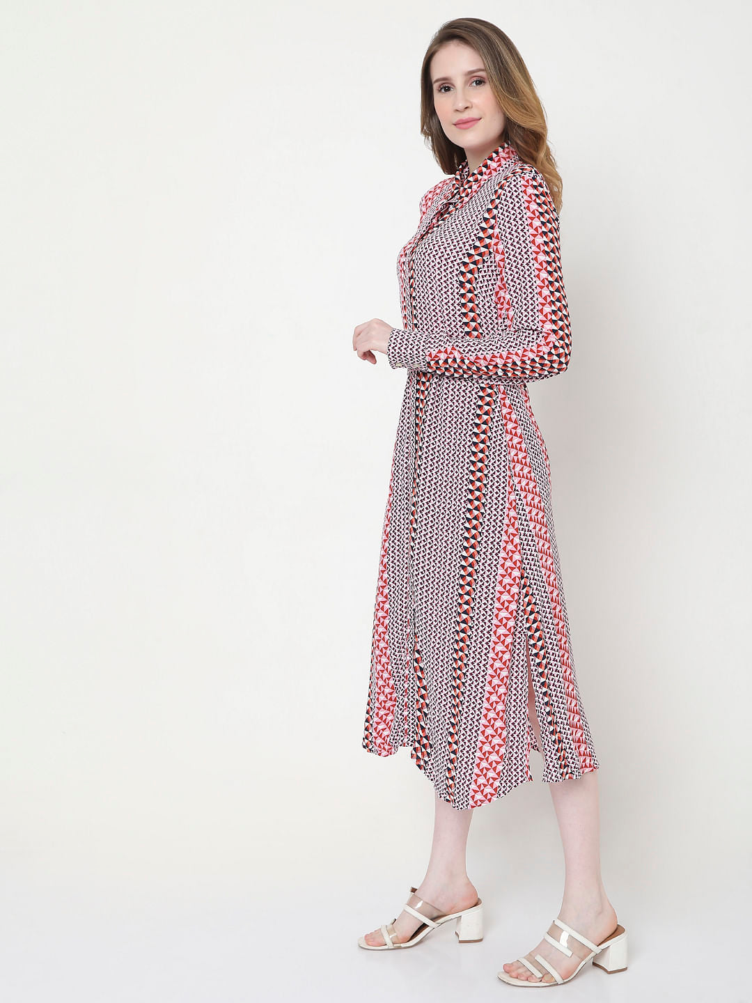 Black & Red Printed Shirt Dress