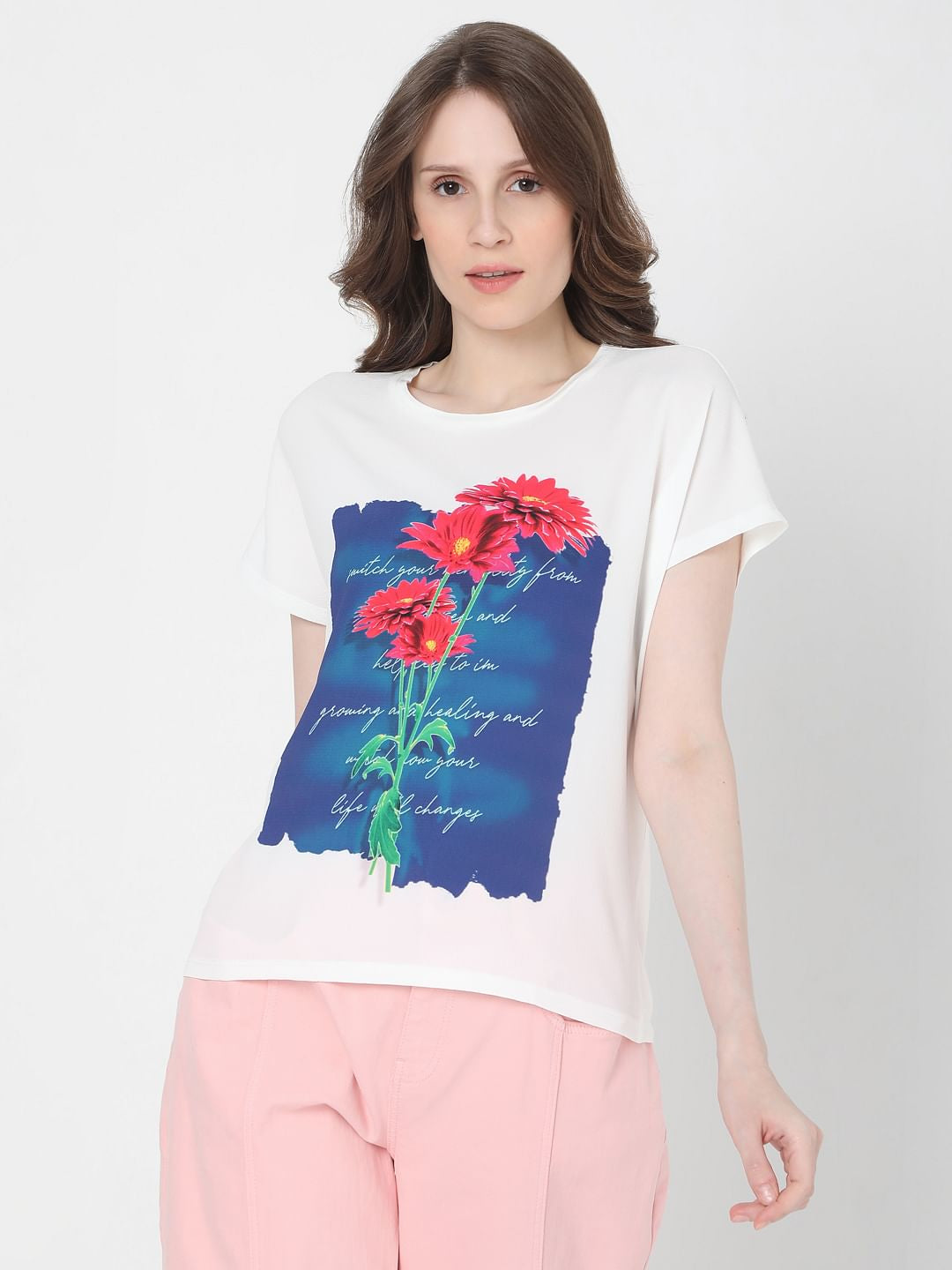 White Graphic Print T-Shirt