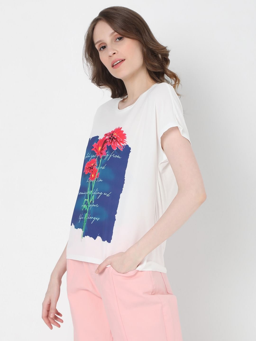 White Graphic Print T-Shirt