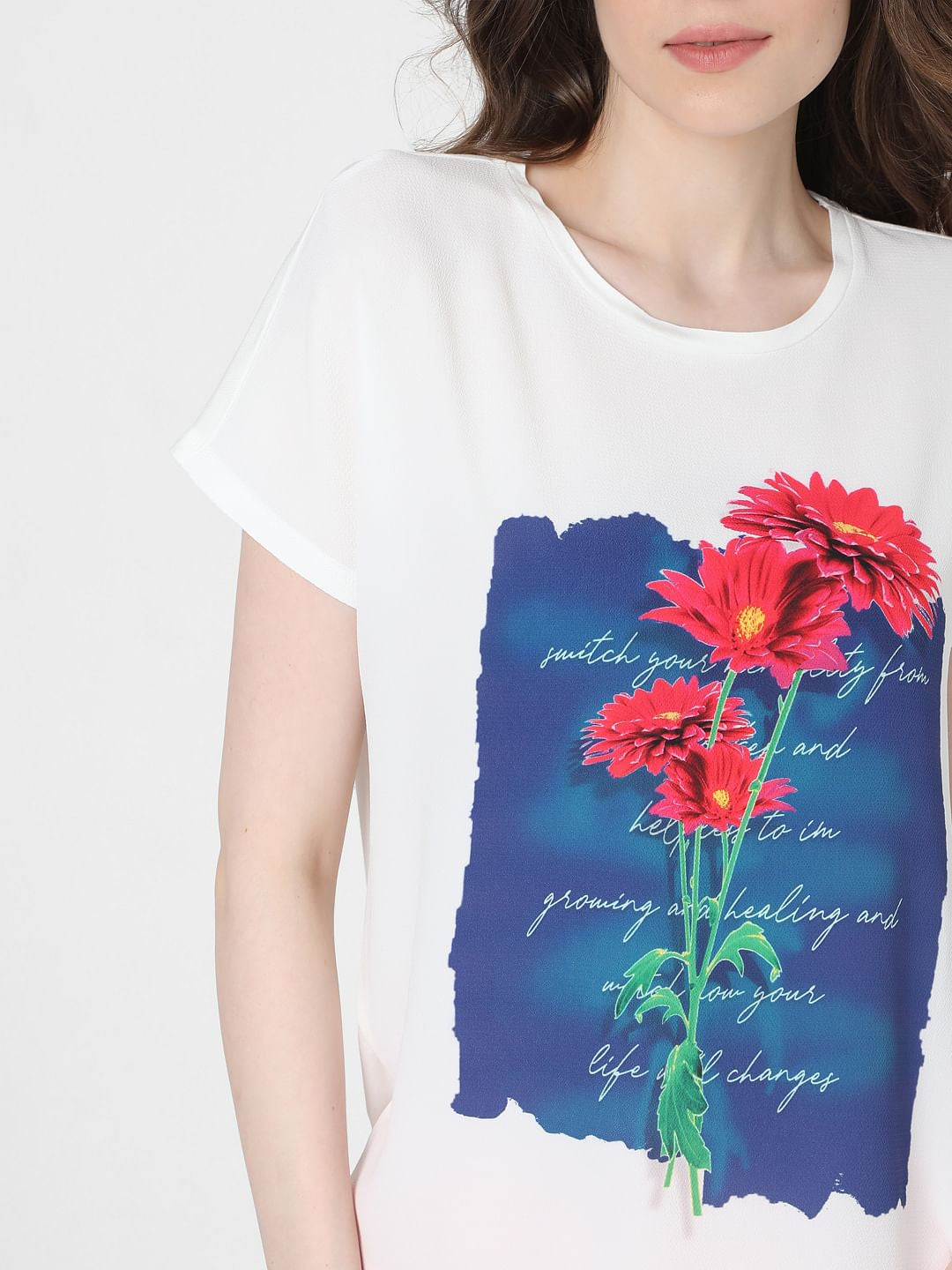 White Graphic Print T-Shirt