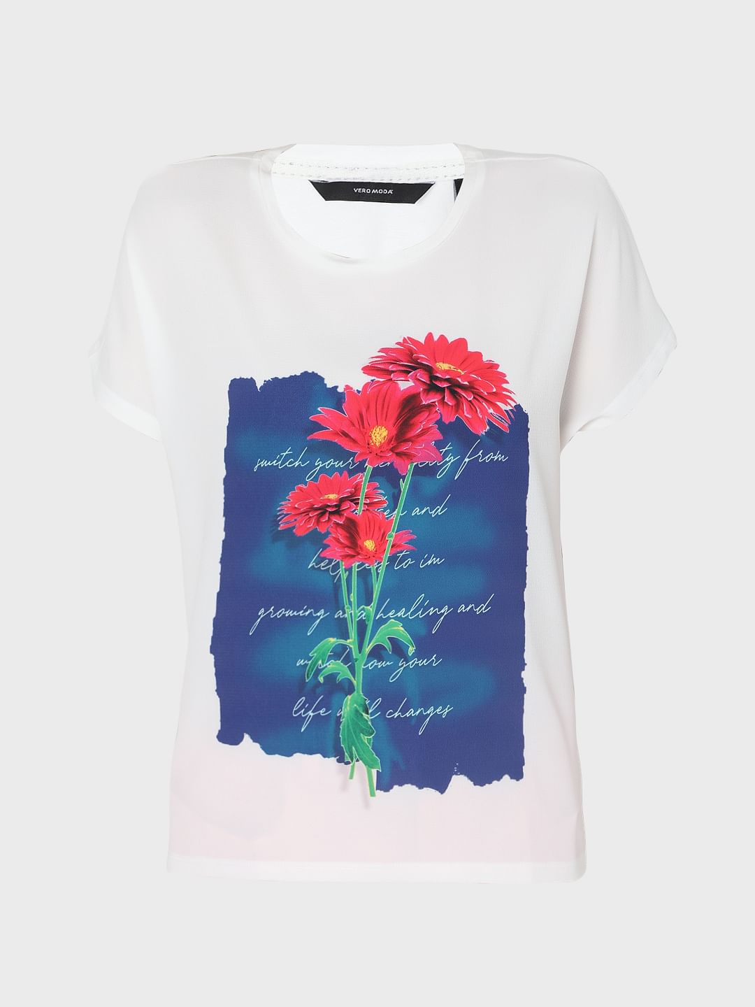 White Graphic Print T-Shirt