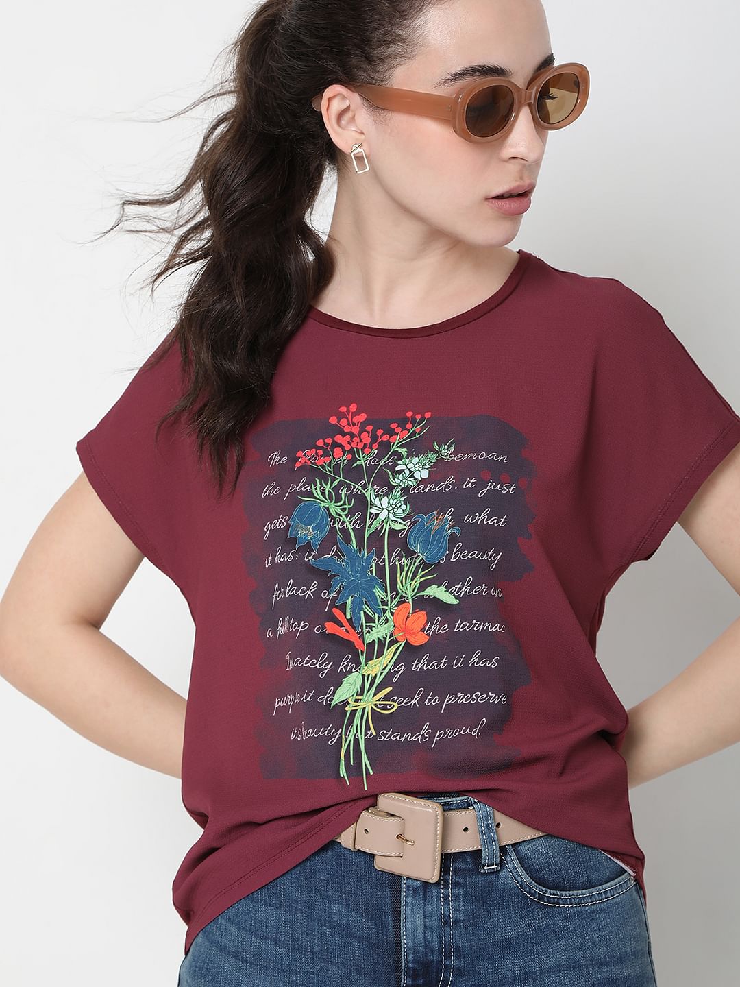 Red Graphic Print Top