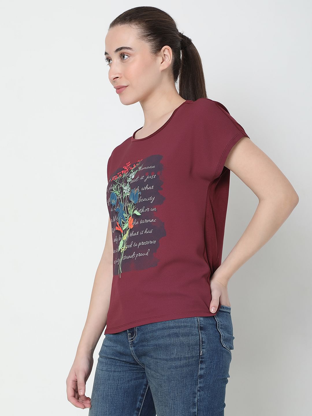 Red Graphic Print Top