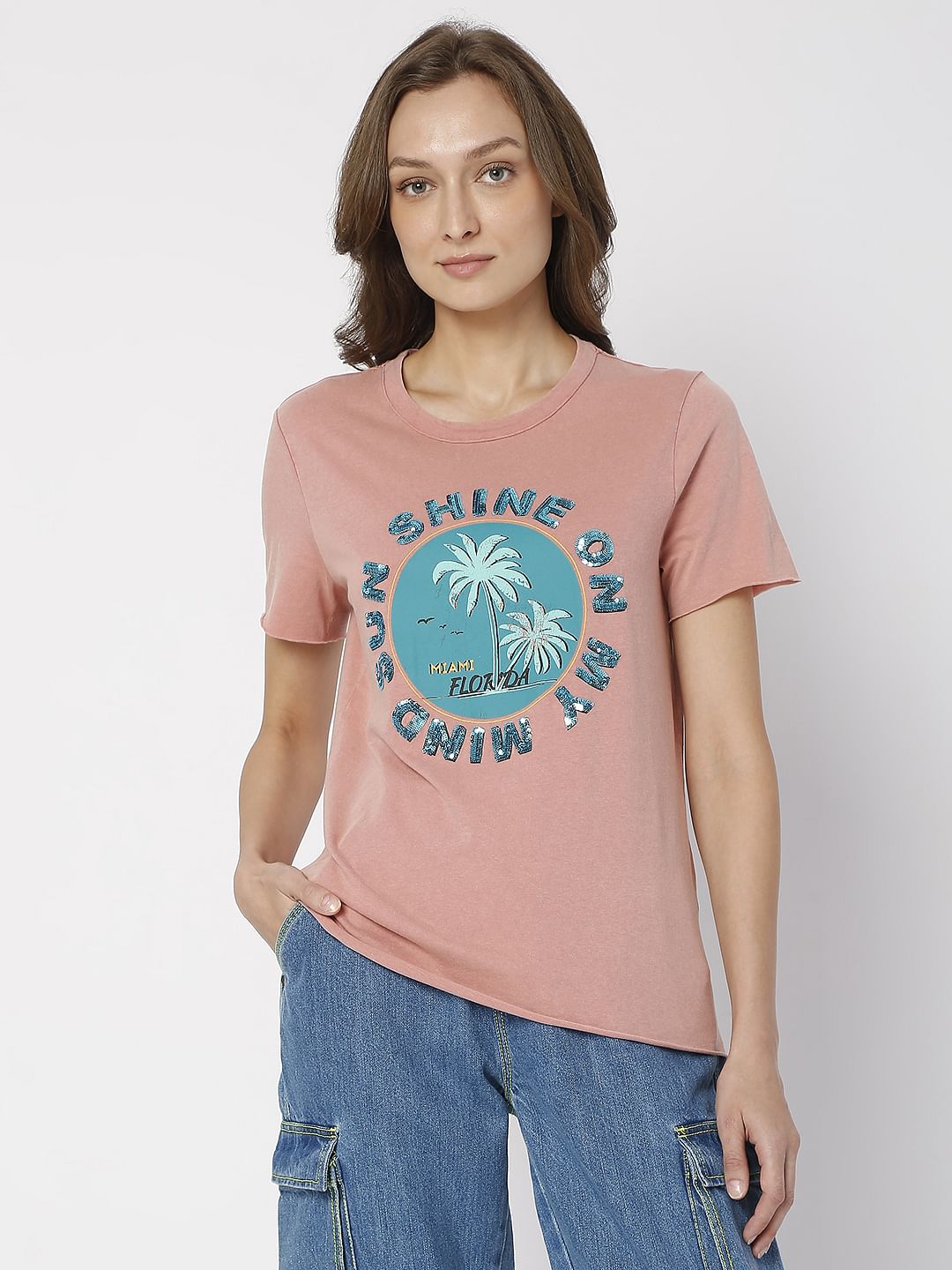 Pink Acid Washed T-Shirt