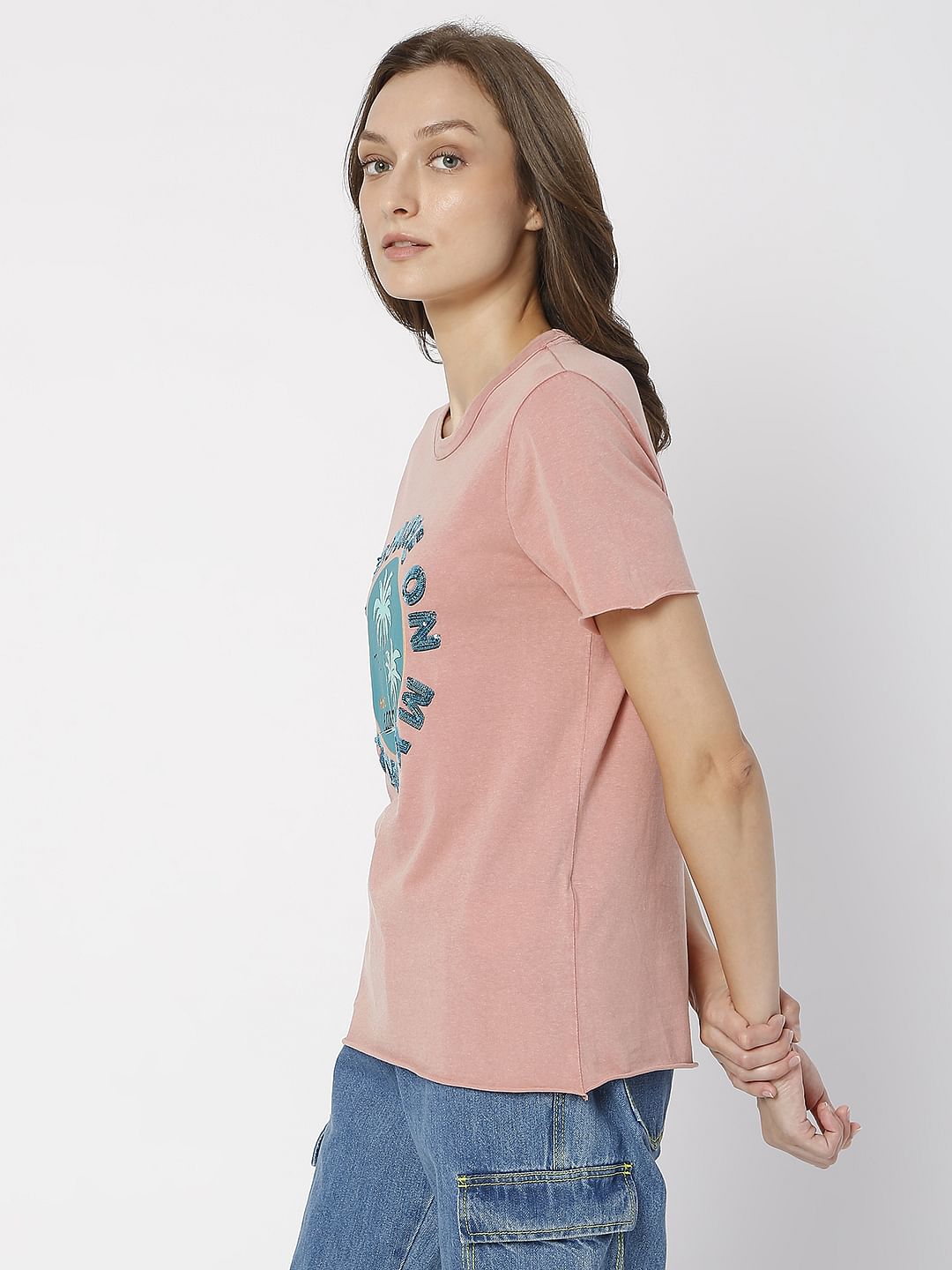 Pink Acid Washed T-Shirt