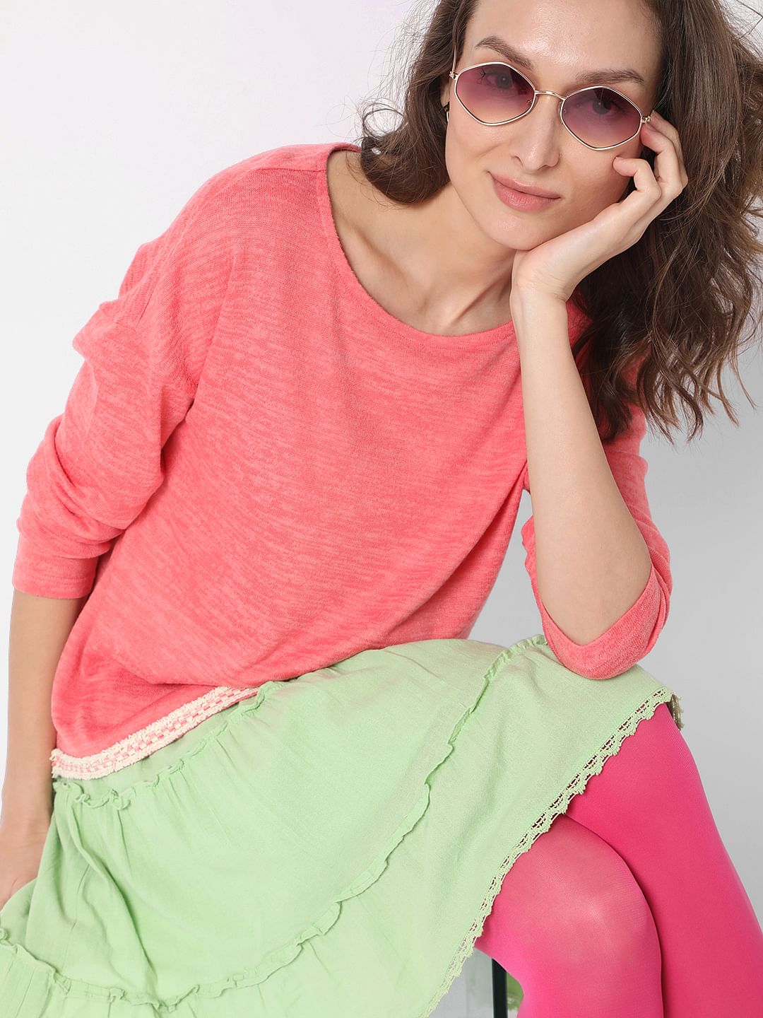 Pink Drop Shoulder Top