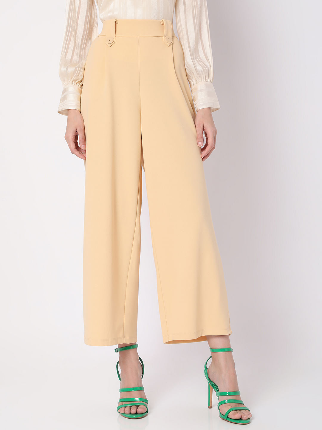 Beige High Rise Wide Leg Co-Ord Set Culottes