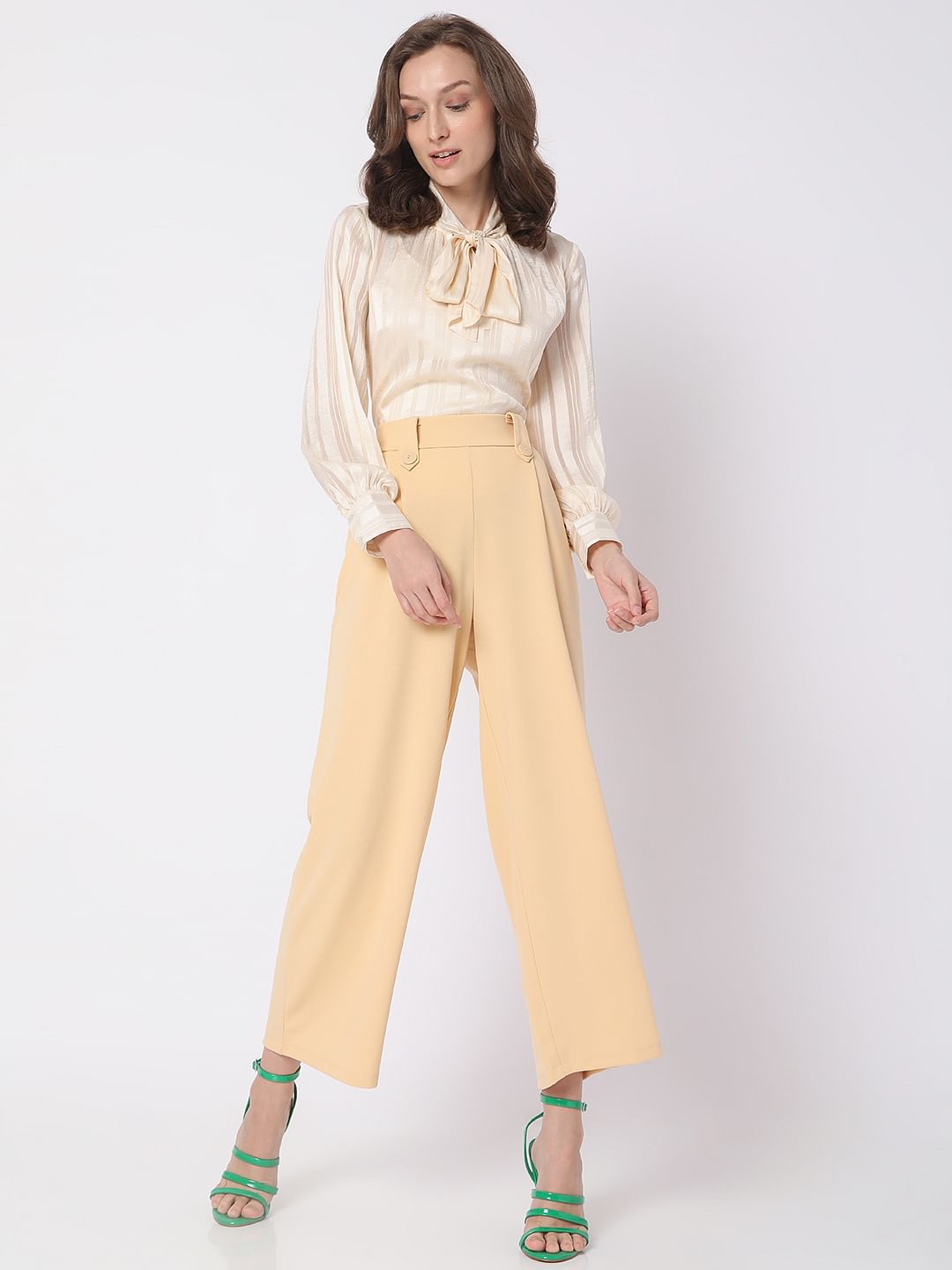 Beige High Rise Wide Leg Co-Ord Set Culottes