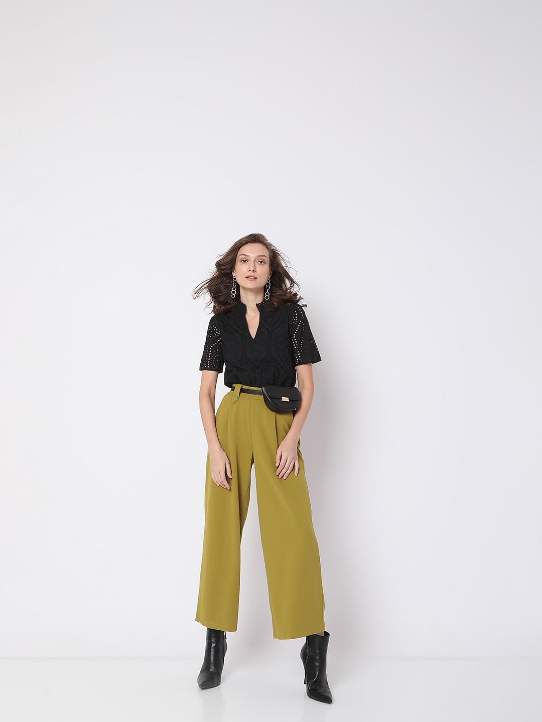 Green High Rise Wide Leg Co-Ord Set Culottes