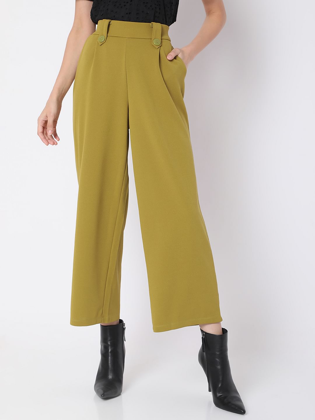Green High Rise Wide Leg Co-Ord Set Culottes