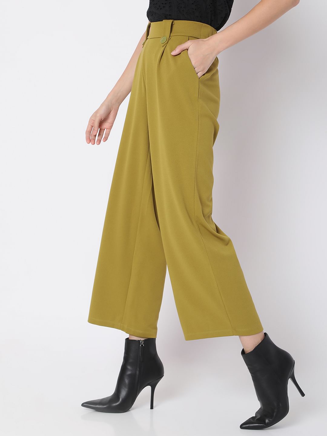 Green High Rise Wide Leg Co-Ord Set Culottes