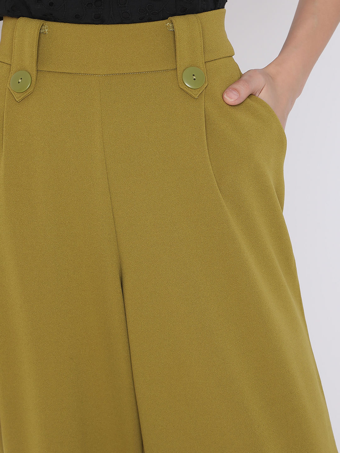 Green High Rise Wide Leg Co-Ord Set Culottes