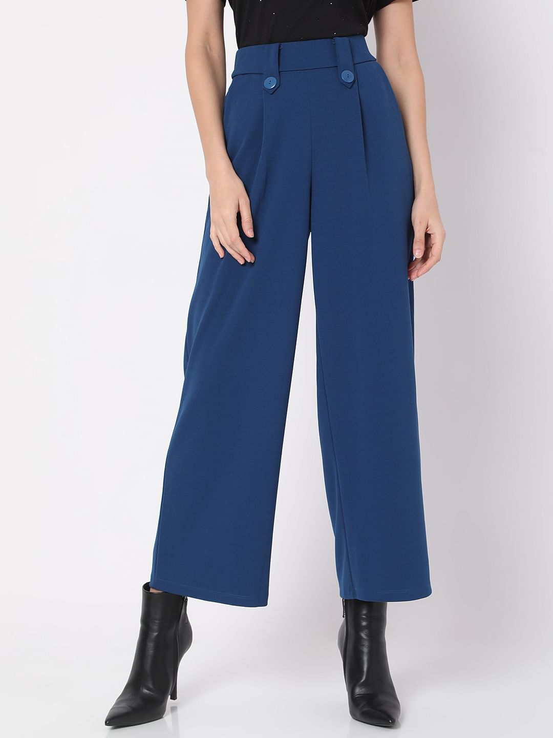 Dark Blue High Rise Wide Leg Co-Ord Set Culottes