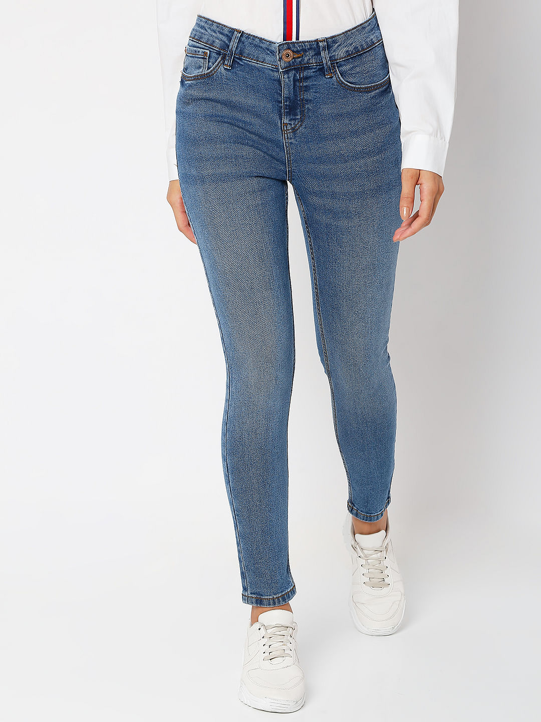 Blue Mid Rise Wendy Skinny Jeans