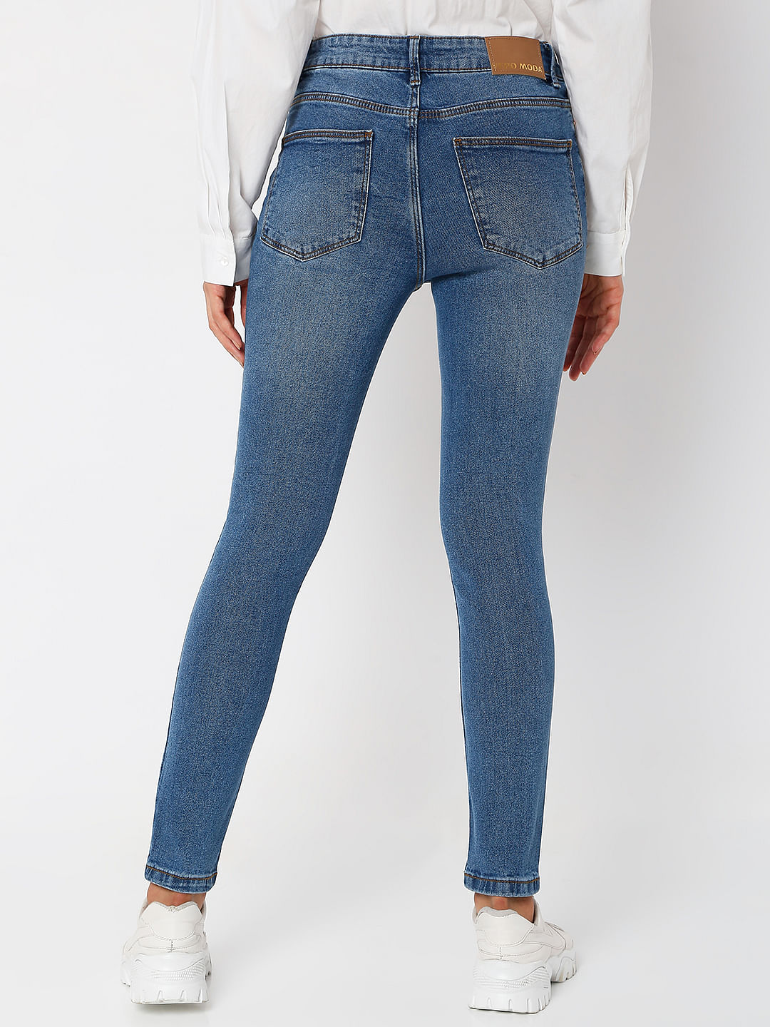 Blue Mid Rise Wendy Skinny Jeans