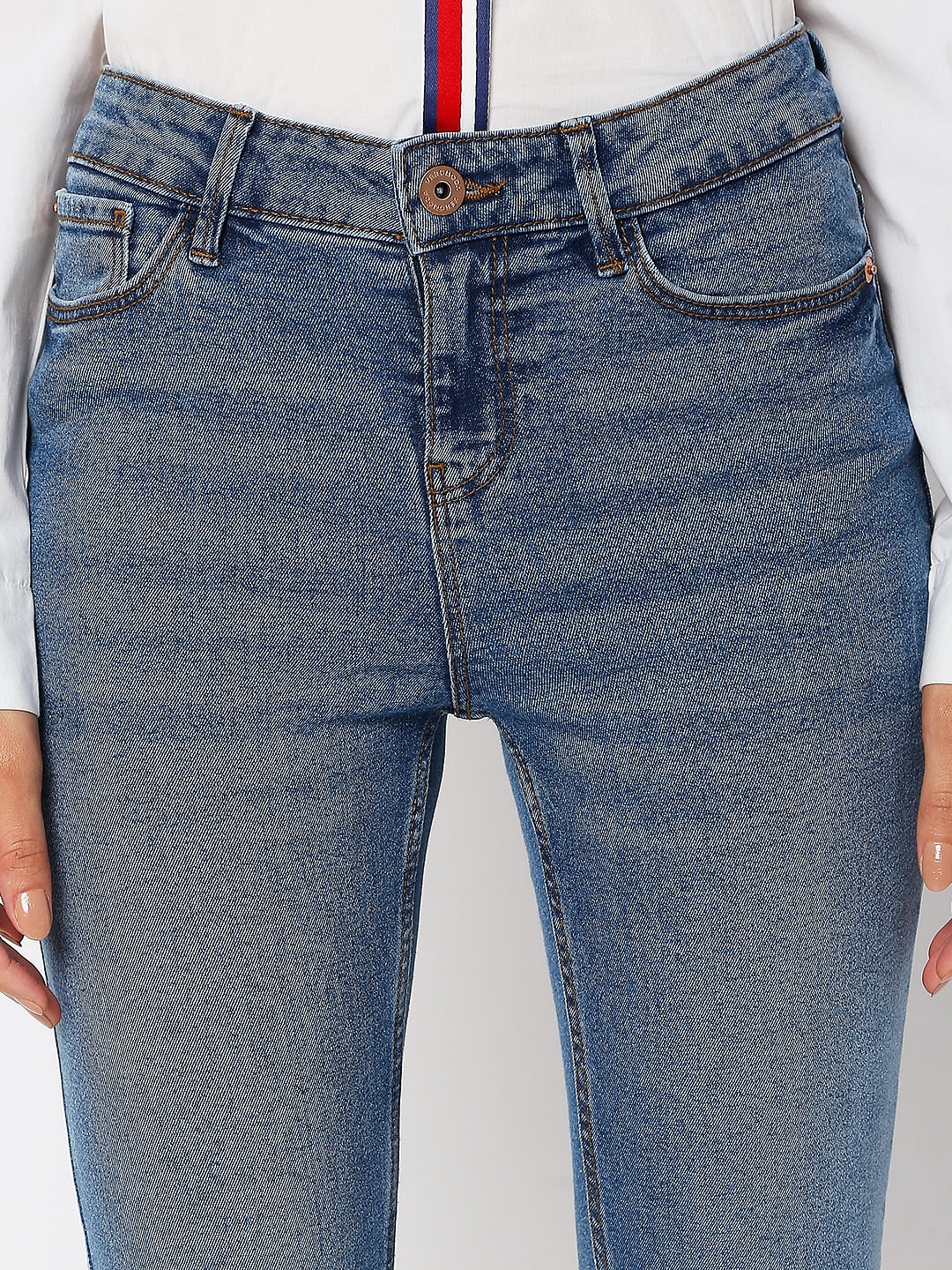 Blue Mid Rise Wendy Skinny Jeans