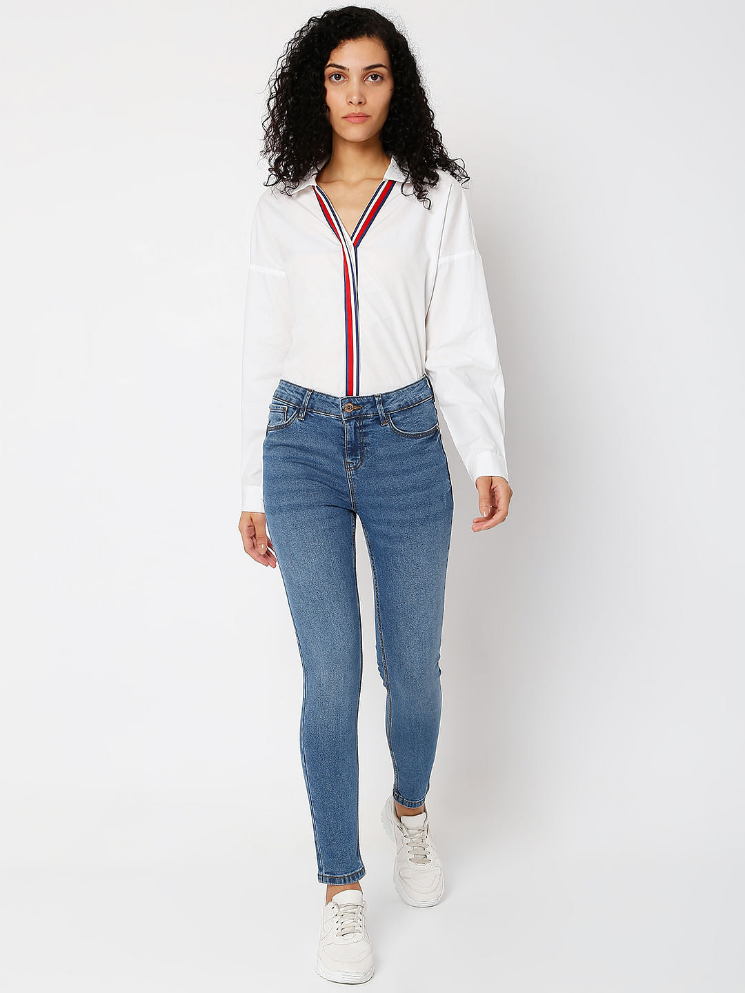 Blue Mid Rise Wendy Skinny Jeans