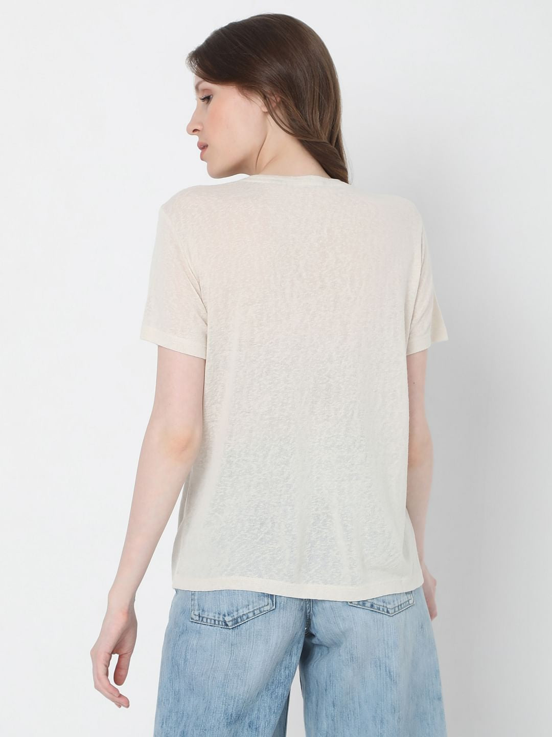 Beige Graphic Print T-Shirt