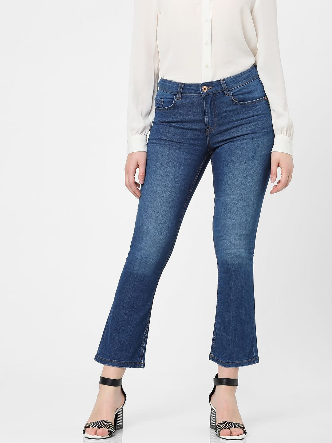 Dark Blue Mid Rise Petra Bootcut Jeans
