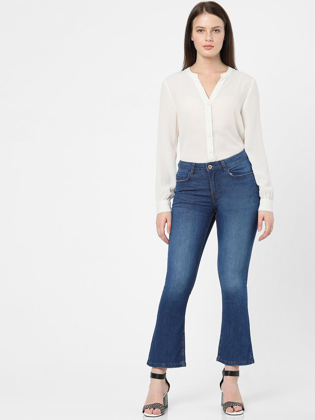 Dark Blue Mid Rise Petra Bootcut Jeans