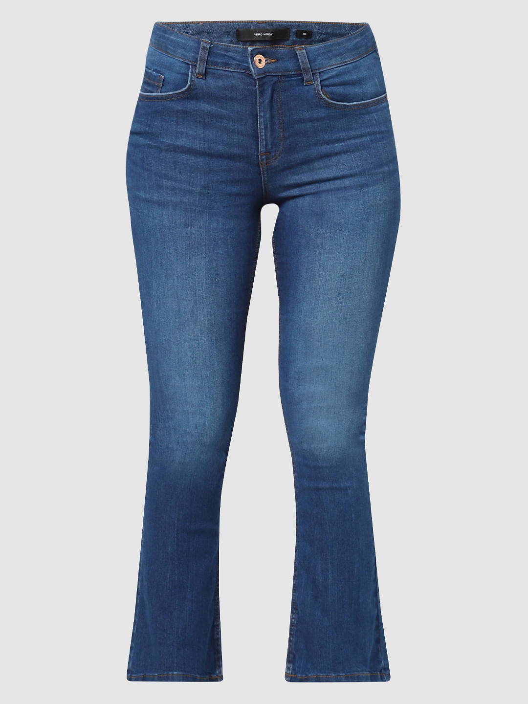 Dark Blue Mid Rise Petra Bootcut Jeans