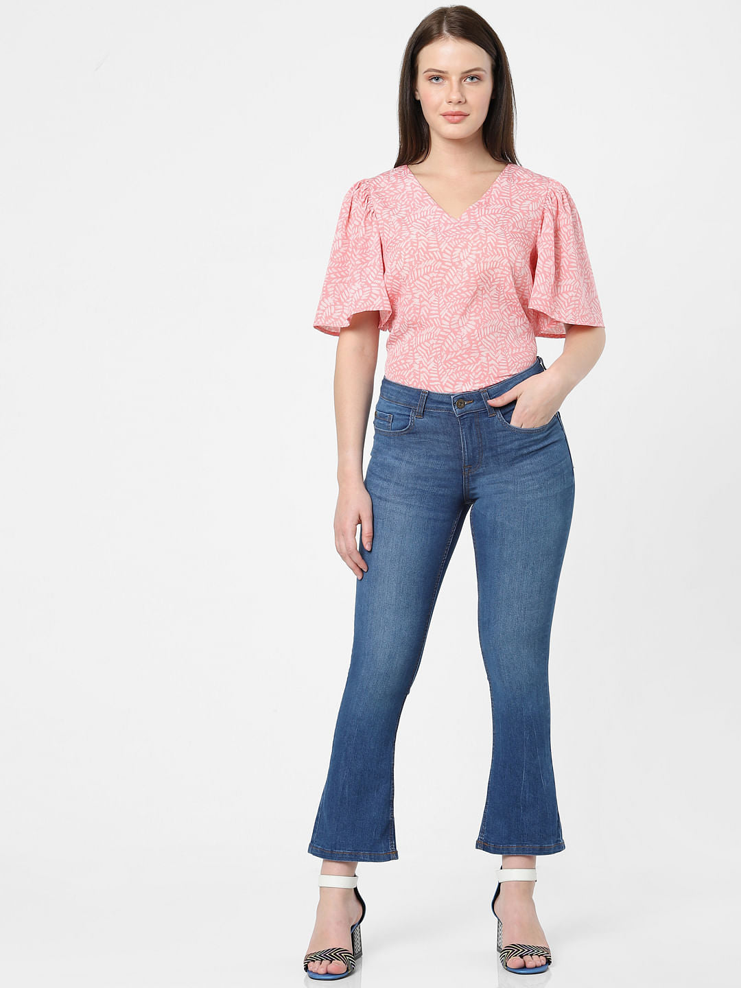 Blue Mid Rise Petra Bootcut Jeans