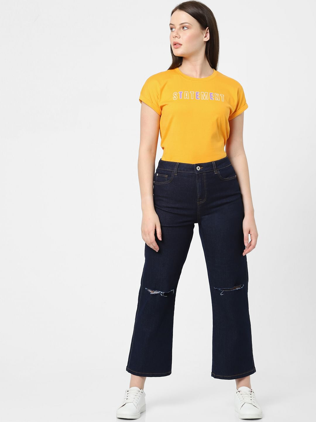 Dark Blue High Rise Wide Leg Jeans